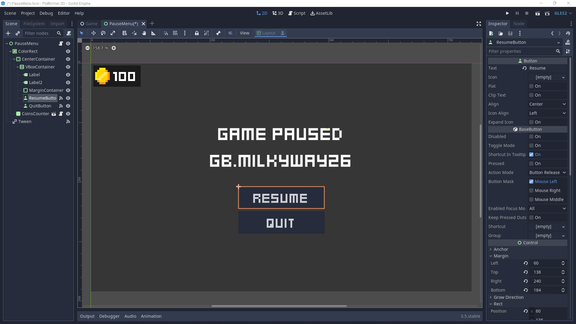 Design Pause Menu Sederhana