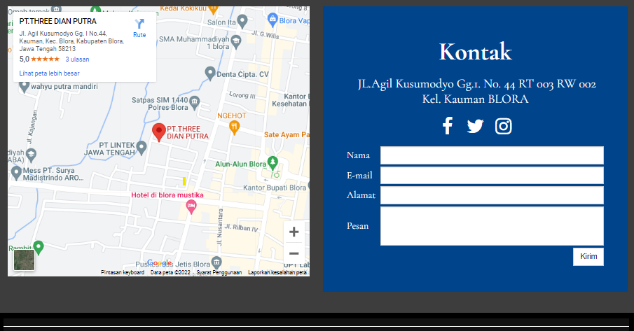 Layout Yang Menampilkan Lokasi Dan Kontak